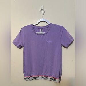 Moschino Underwear Women’s Short Sleeve Purple Crop T-shirt Size XS‎